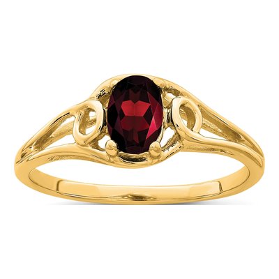 14K Yellow Gold Oval Garnet Ring Mounting