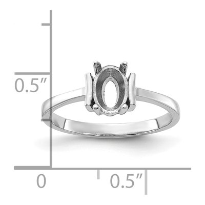 14K White Gold Oval Ring Mounting – view 3