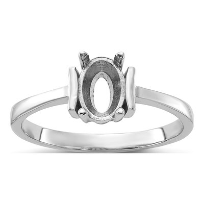 14K White Gold Oval Ring Mounting