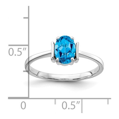 14K White Gold Swiss Blue Topaz Oval Ring – view 2
