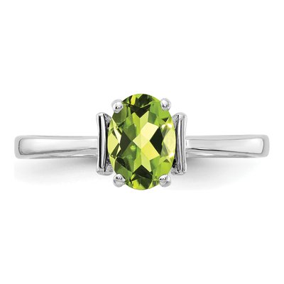 14K White Gold Peridot Oval Ring – view 5