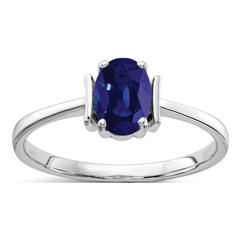 14K White Gold Sapphire Oval Ring
