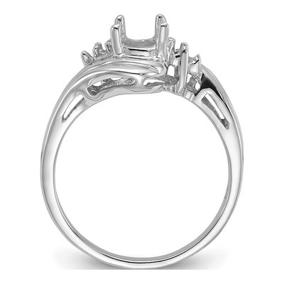 14K White Gold Round Oval Gems Ring Mounting – view 2