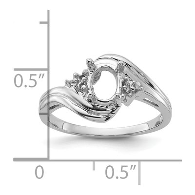 14K White Gold Round Oval Gems Ring Mounting – view 3
