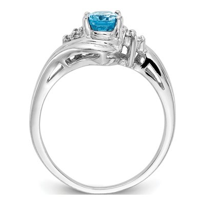 14K White Gold 1/15 ct tw Swiss Blue Topaz & Diamond Ring – view 2