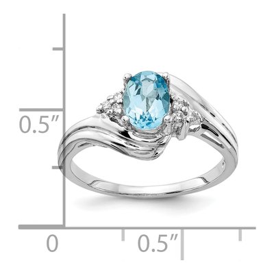 14K White Gold 1/15 ct tw Swiss Blue Topaz & Diamond Ring – view 3