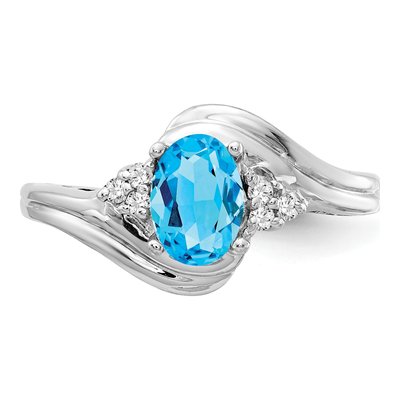 14K White Gold 1/15 ct tw Swiss Blue Topaz & Diamond Ring – view 5