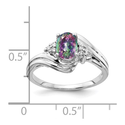 14K White Gold 1/20 ct tw Mystic Fire Topaz & Diamond Oval Ring – view 2
