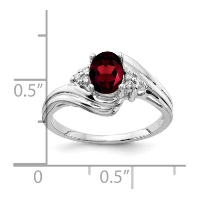 14K White Gold 1/20 ct tw Garnet & Diamond Oval Ring – view 2