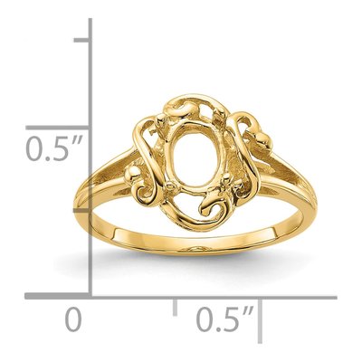 14K Yellow Gold Oval Ring Mounting – view 3