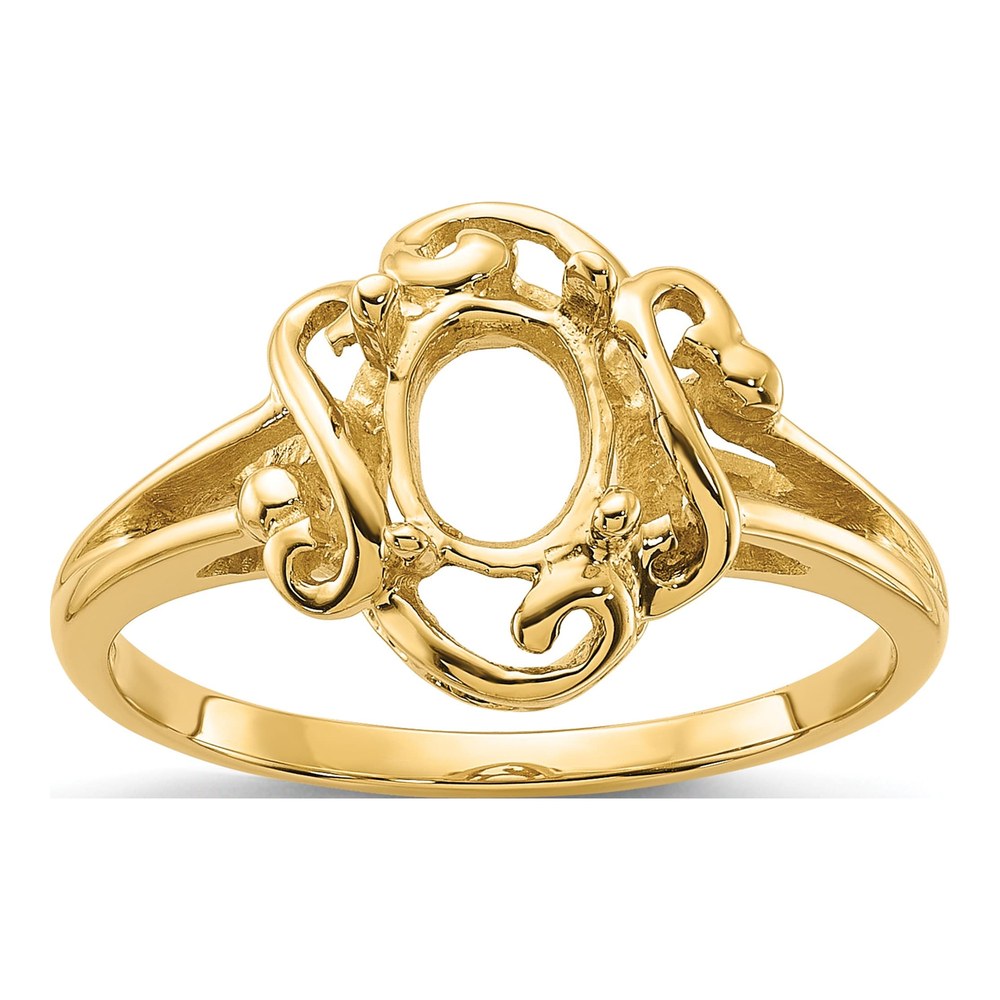 14K Yellow Gold Oval Ring Mounting