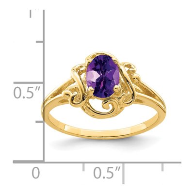 14K Yellow Gold Amethyst Oval Ring – view 2