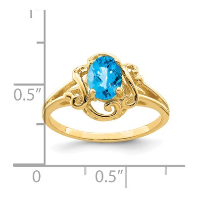 14K Yellow Gold Swiss Blue Topaz Oval Ring – view 3