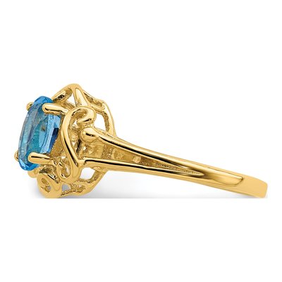 14K Yellow Gold Swiss Blue Topaz Oval Ring – view 4
