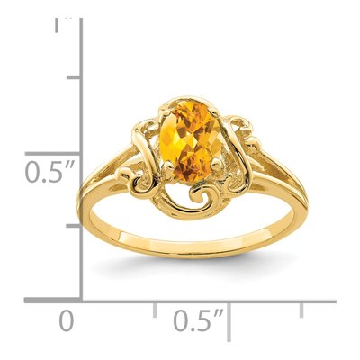 14K Yellow Gold Citrine Oval Ring – view 2