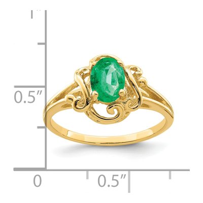 14K Yellow Gold Emerald Oval Ring – view 2