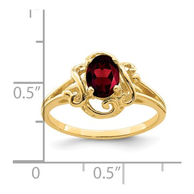 14K Yellow Gold Garnet Oval Ring – view 2