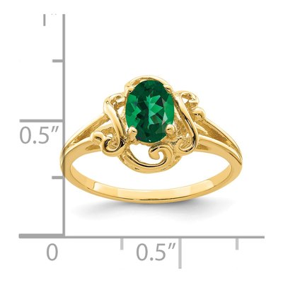 14K Yellow Gold Lab-Created Helenite Oval Ring – view 2