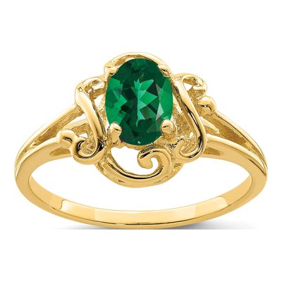 14K Yellow Gold Lab-Created Helenite Oval Ring