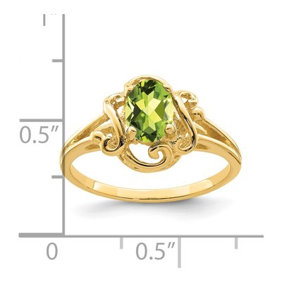 14K Yellow Gold Peridot Oval Ring – view 2