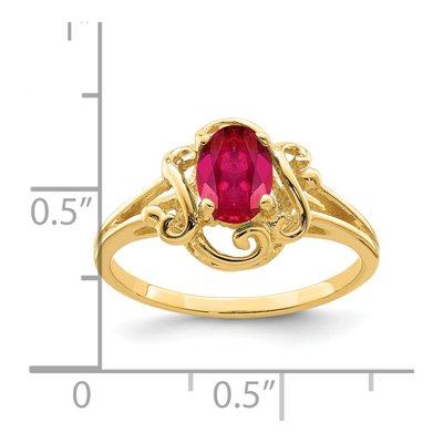 14K Yellow Gold Ruby Oval Ring – view 2