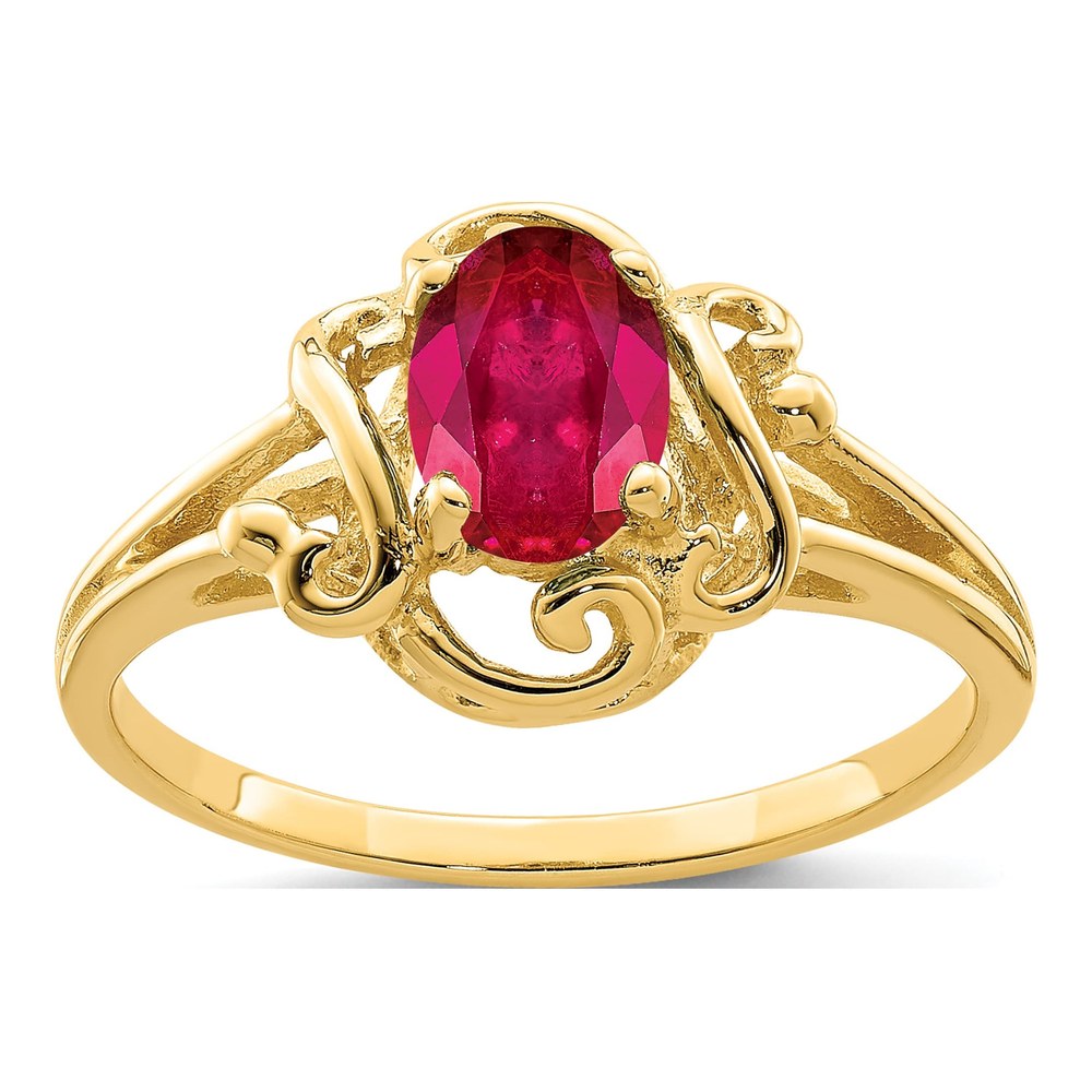 14K Yellow Gold Ruby Oval Ring