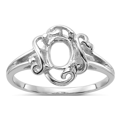 14K White Gold Oval for Ring Mounting