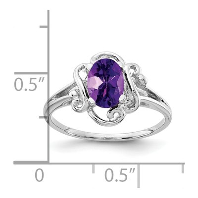 14K White Gold Amethyst Oval Ring – view 2