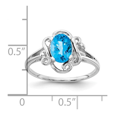14K White Gold Swiss Blue Topaz Oval Ring – view 2