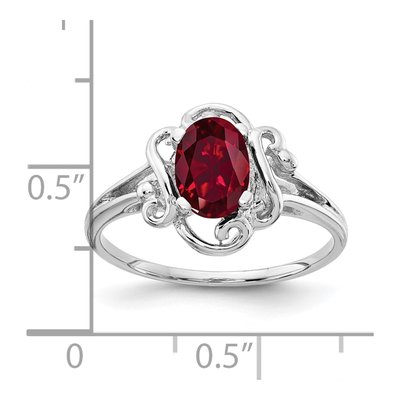 14K White Gold Lab-Created Ruby Oval Ring – view 2