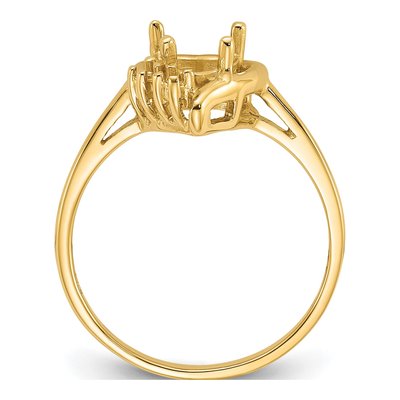 14K Yellow Gold Round Heart Gems Ring Mounting – view 2