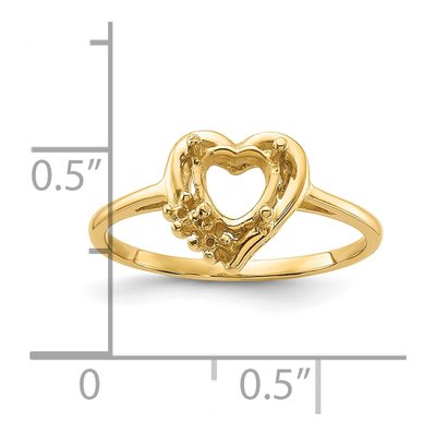 14K Yellow Gold Round Heart Gems Ring Mounting – view 3