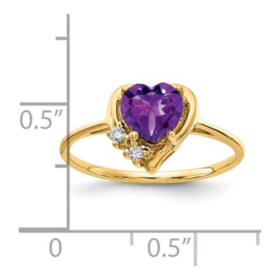 14K Yellow Gold Amethyst & Diamond Heart Ring – view 2