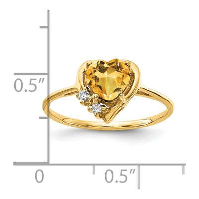 14K Yellow Gold Citrine & Diamond Heart Ring – view 2
