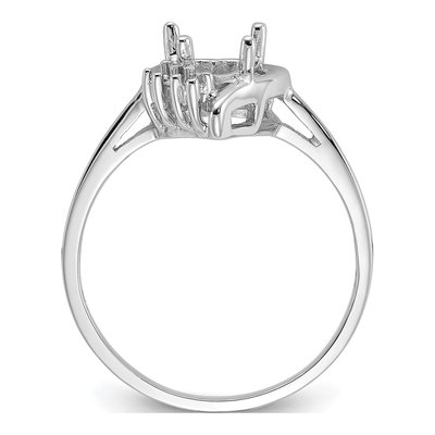 14K White Gold Holds Round Heart Ring Mounting – view 2