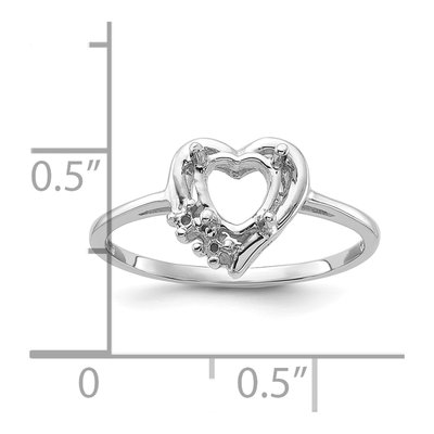 14K White Gold Holds Round Heart Ring Mounting – view 3