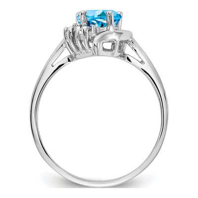 14K White Gold Swiss Blue Topaz & Diamond Heart Ring – view 2