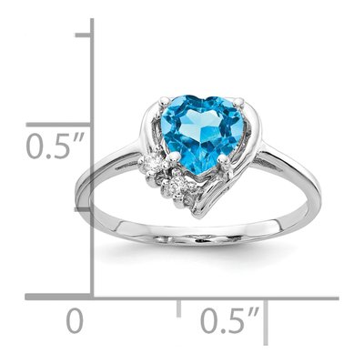 14K White Gold Swiss Blue Topaz & Diamond Heart Ring – view 3