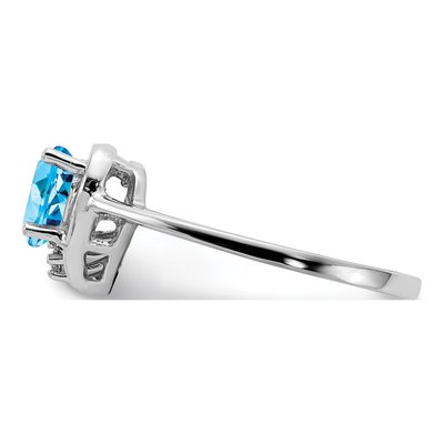 14K White Gold Swiss Blue Topaz & Diamond Heart Ring – view 4
