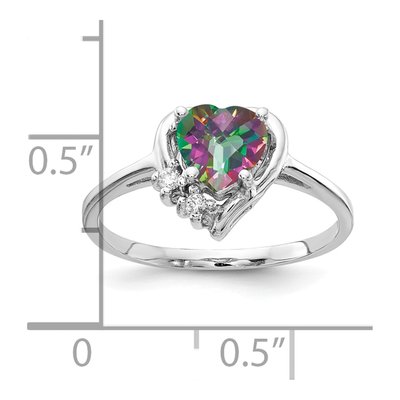 14K White Gold Mystic Fire Topaz & Diamond Heart Ring – view 2
