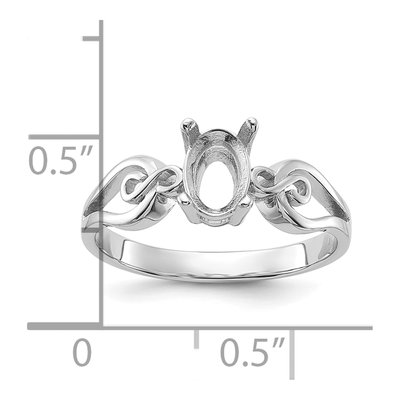 14K White Gold Oval Ring Mounting – view 3