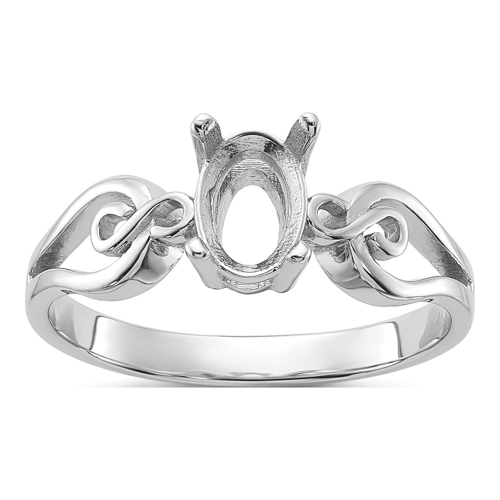 14K White Gold Oval Ring Mounting