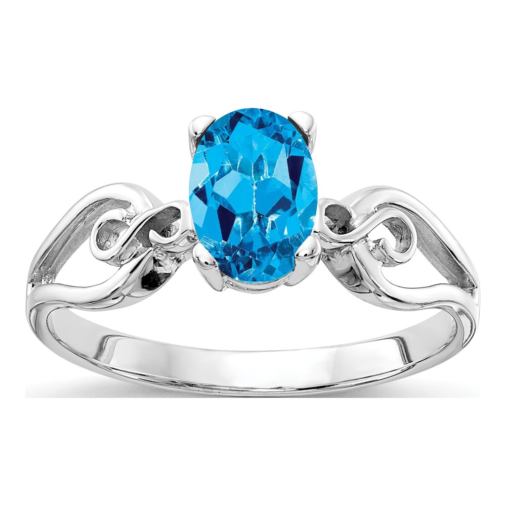 14K White Gold Swiss Blue Topaz Ring