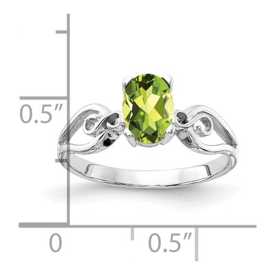 14K White Gold Peridot Oval Ring – view 2