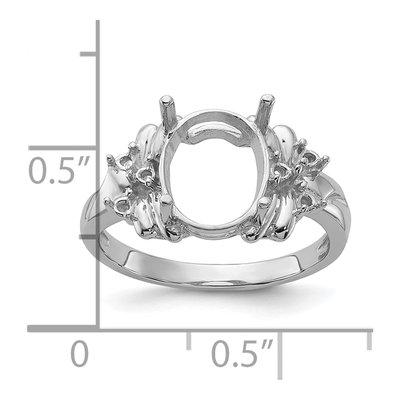 14K White Gold Oval Ring Mounting – view 3
