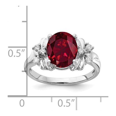 14K White Gold 1/10 ct tw Lab-Created Ruby & Diamond Oval Ring – view 2