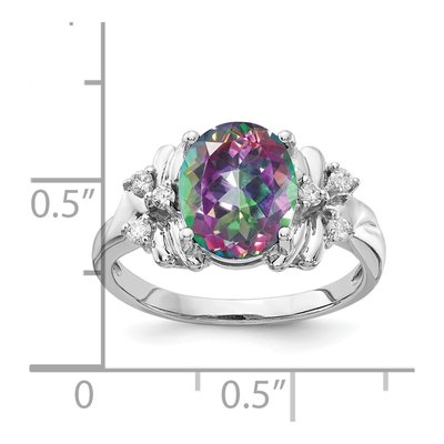 14K White Gold 1/10 ct tw Mystic Fire Topaz & Diamond Oval Ring – view 2