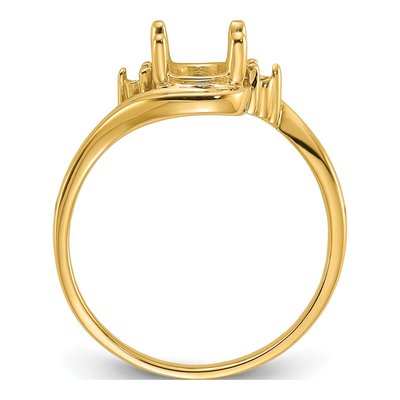 14K Yellow Gold Round Oval Gems Ring Mounting – view 2
