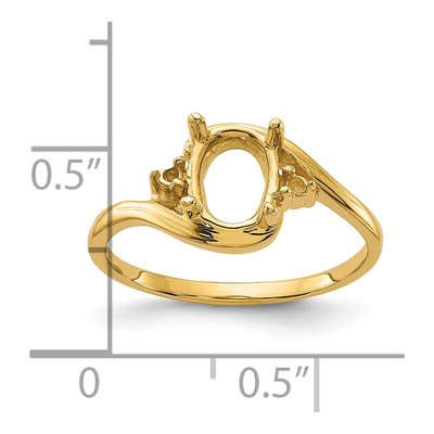 14K Yellow Gold Round Oval Gems Ring Mounting – view 3