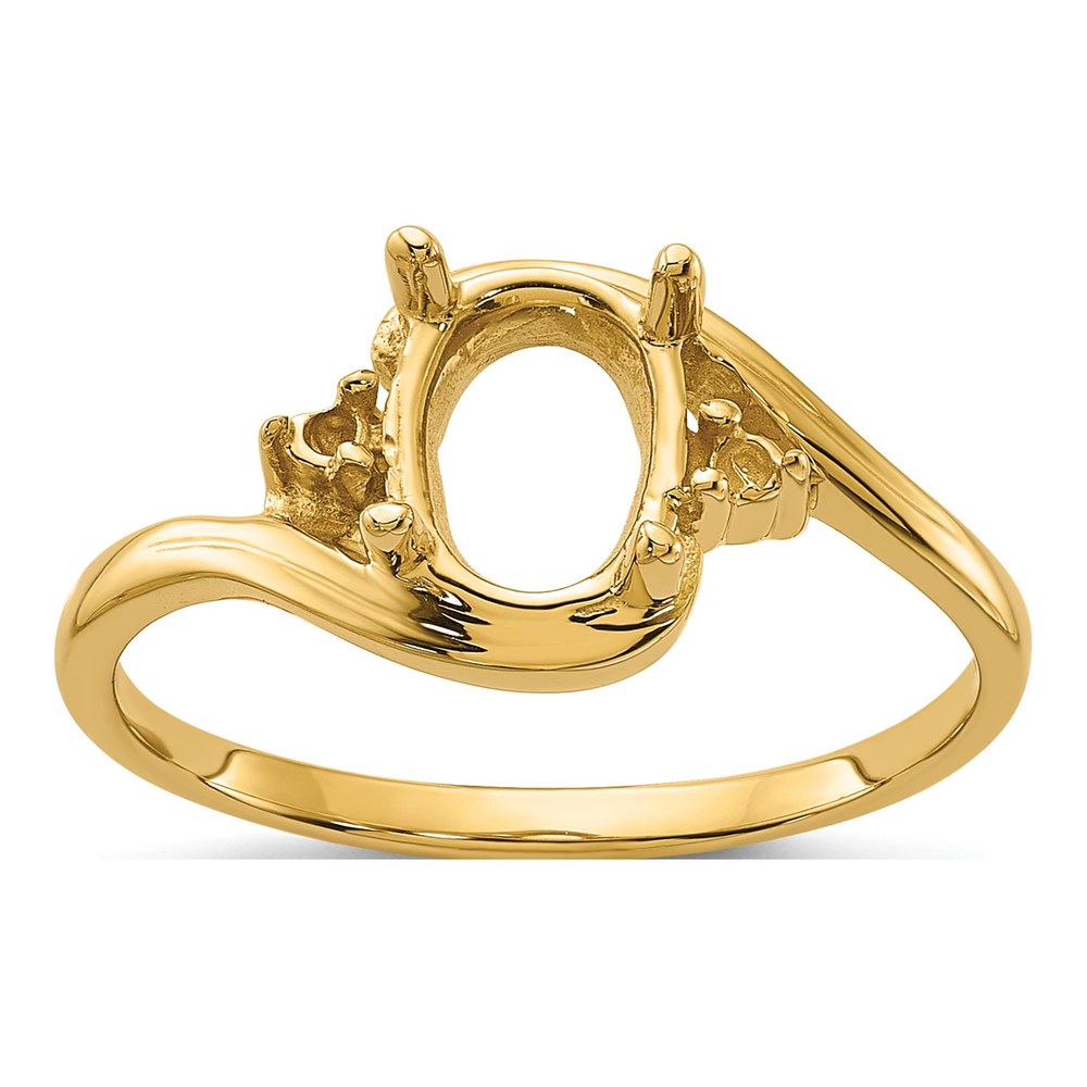14K Yellow Gold Round Oval Gems Ring Mounting